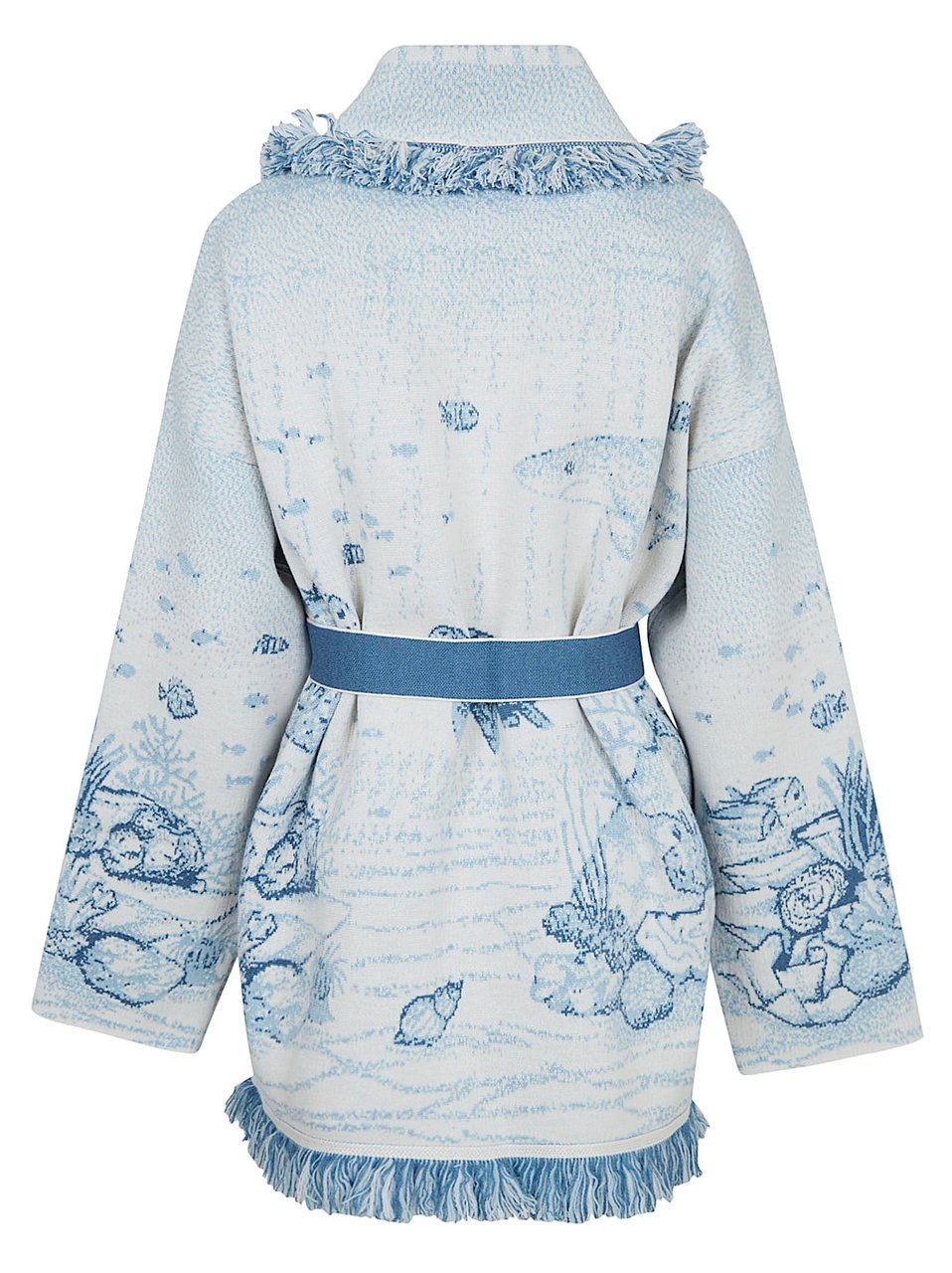Alanui Deep in the Ocean Cardigan with Artistic Underwater Motif Blauw