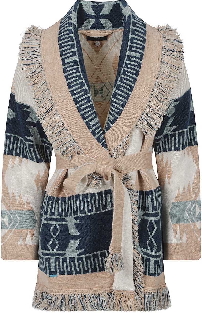 Alanui Icon Jacquard Cardigan Nude Beige
