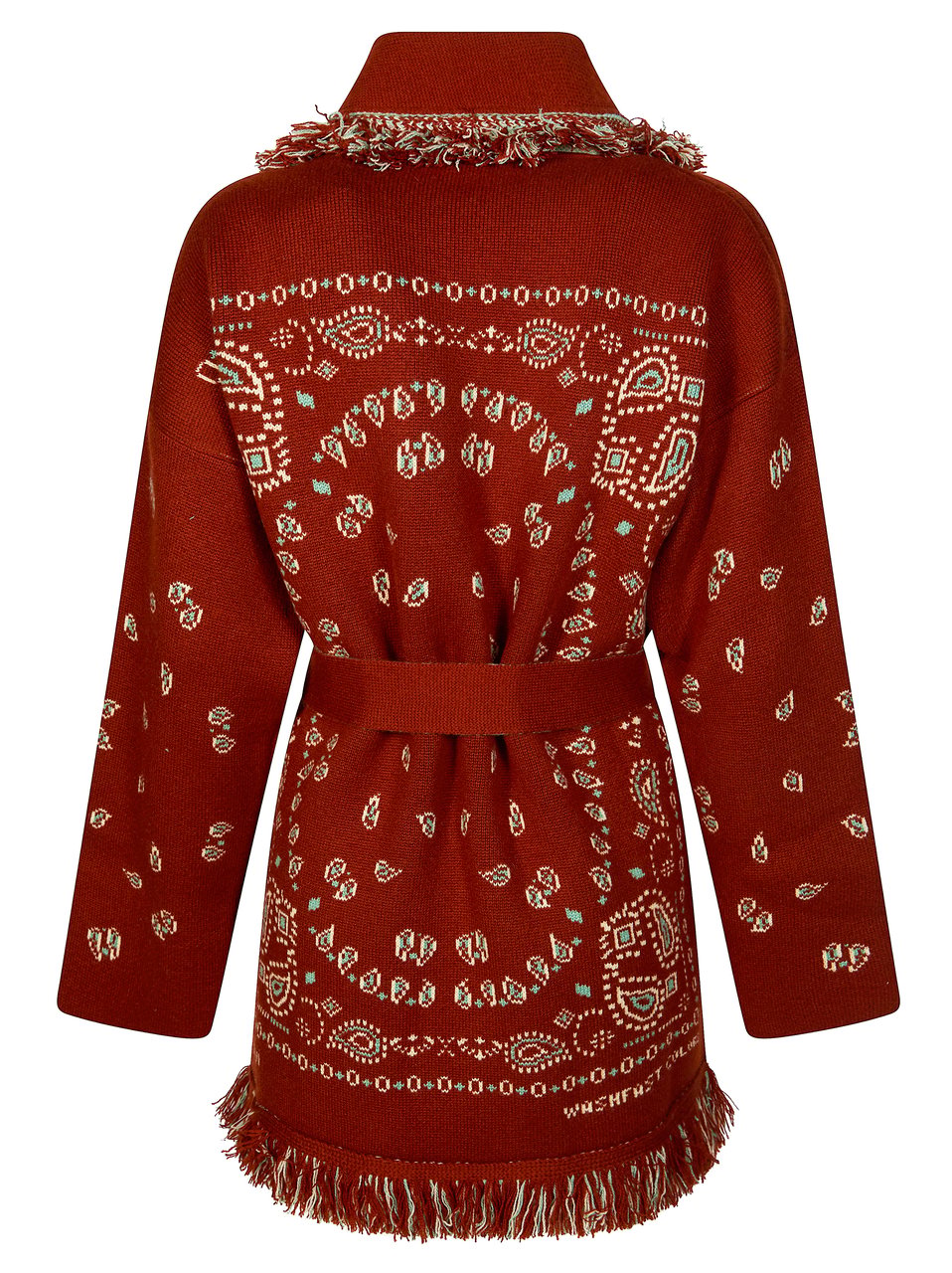 Alanui Rust Bandana Jacquard Cardigan Rood