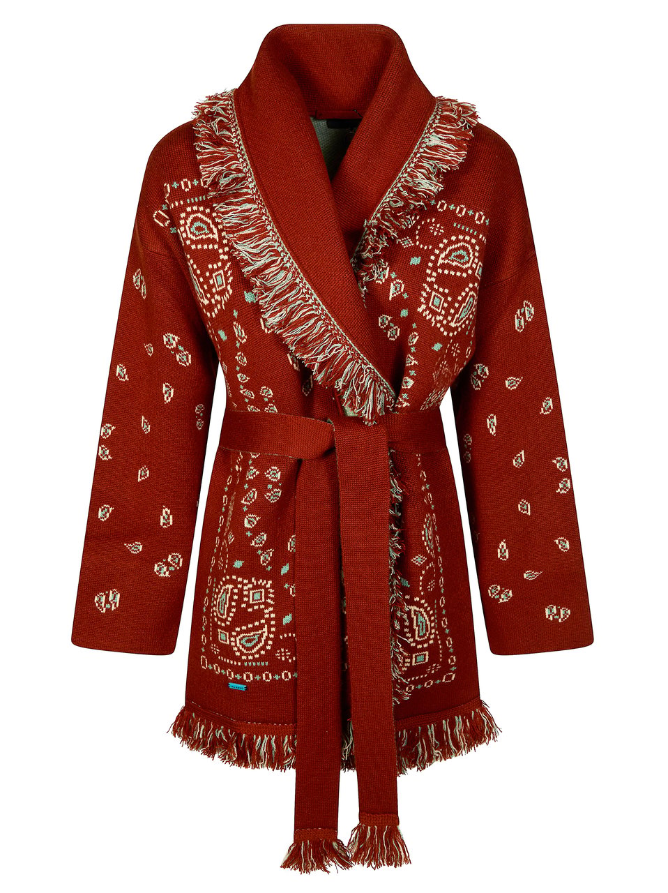 Alanui Rust Bandana Jacquard Cardigan Rood