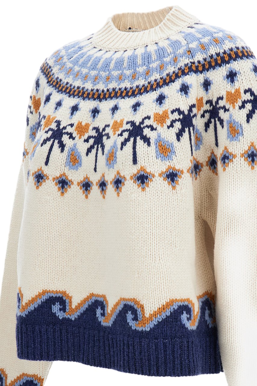 Alanui Nordic-Inspired Jacquard Knit Sweater with Ribbed Finish Neutraal