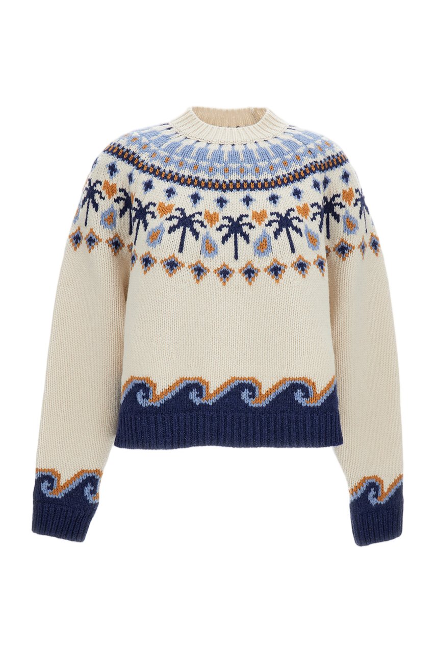 Alanui Nordic-Inspired Jacquard Knit Sweater with Ribbed Finish Neutraal