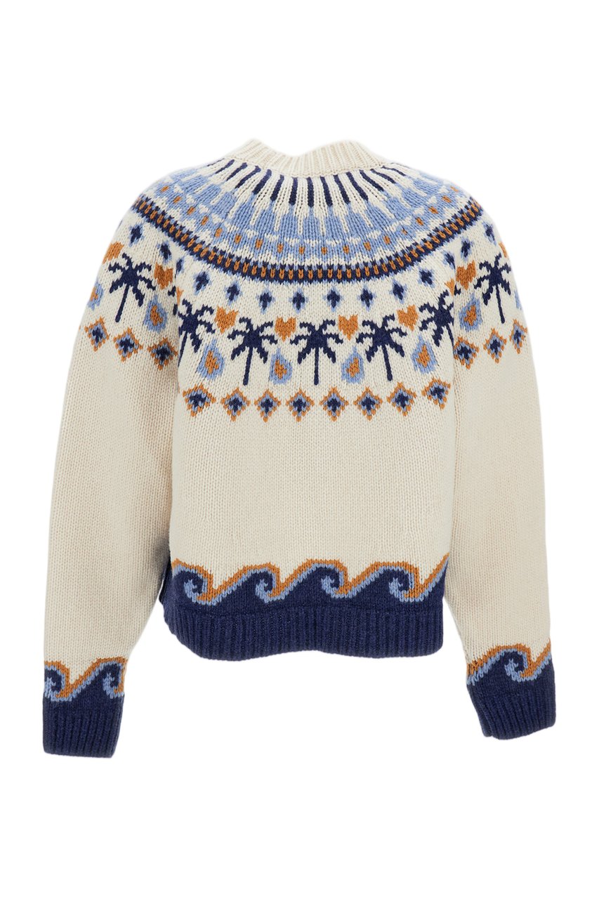 Alanui Nordic-Inspired Jacquard Knit Sweater with Ribbed Finish Neutraal
