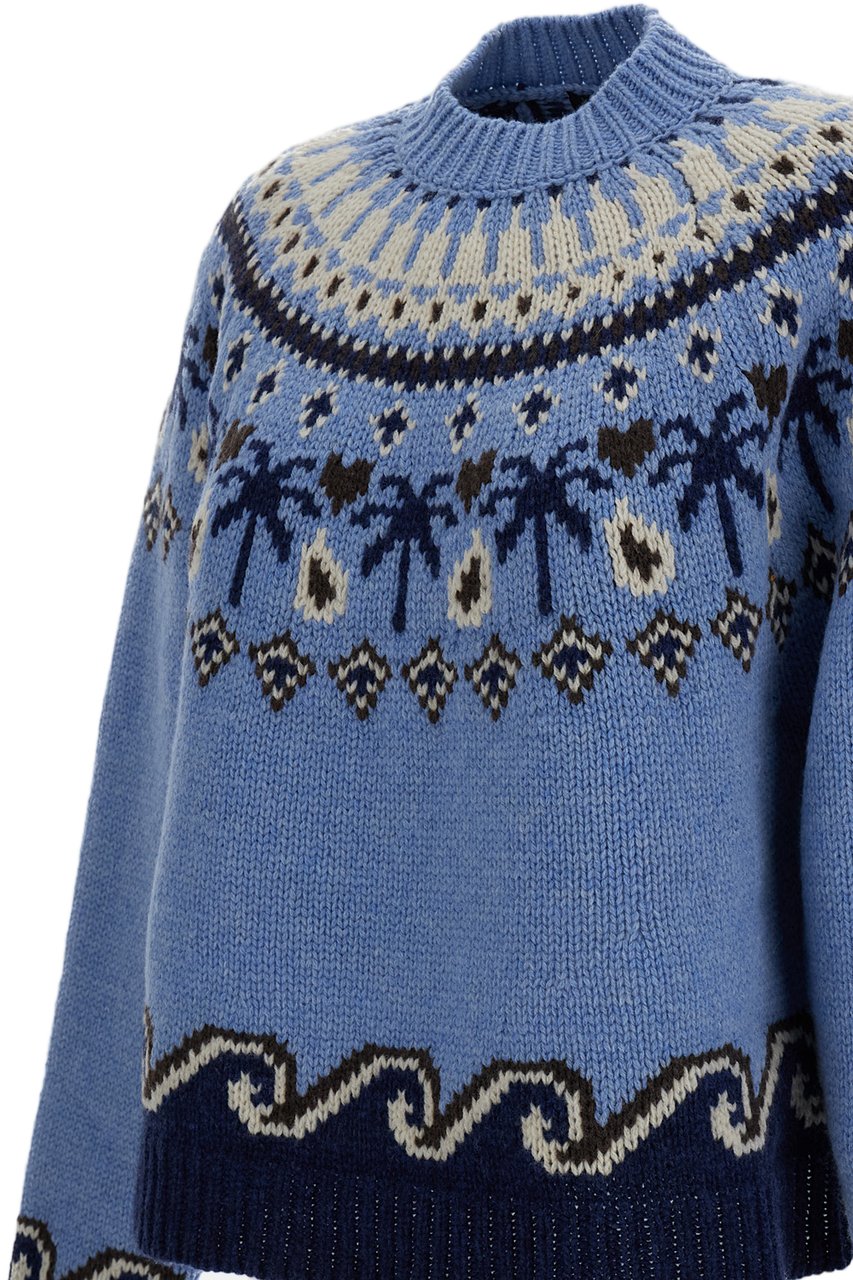Alanui Light Blue Sweet Winter Nordic Sweater Blauw