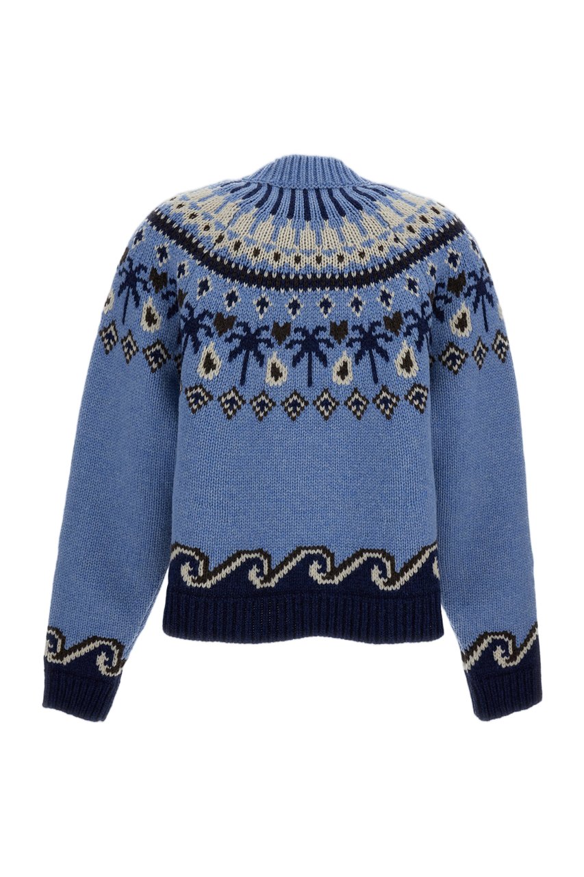 Alanui Light Blue Sweet Winter Nordic Sweater Blauw