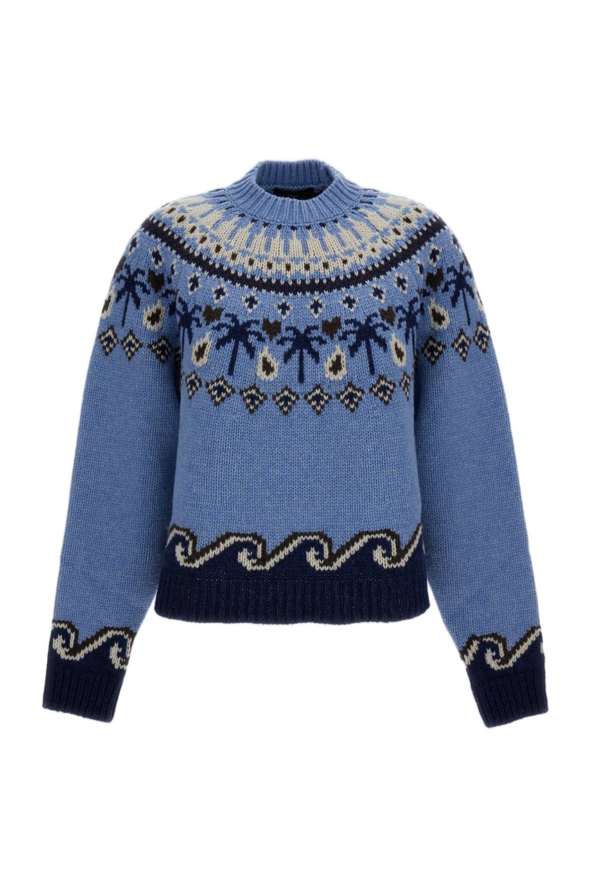 Alanui Light Blue Sweet Winter Nordic Sweater Blauw