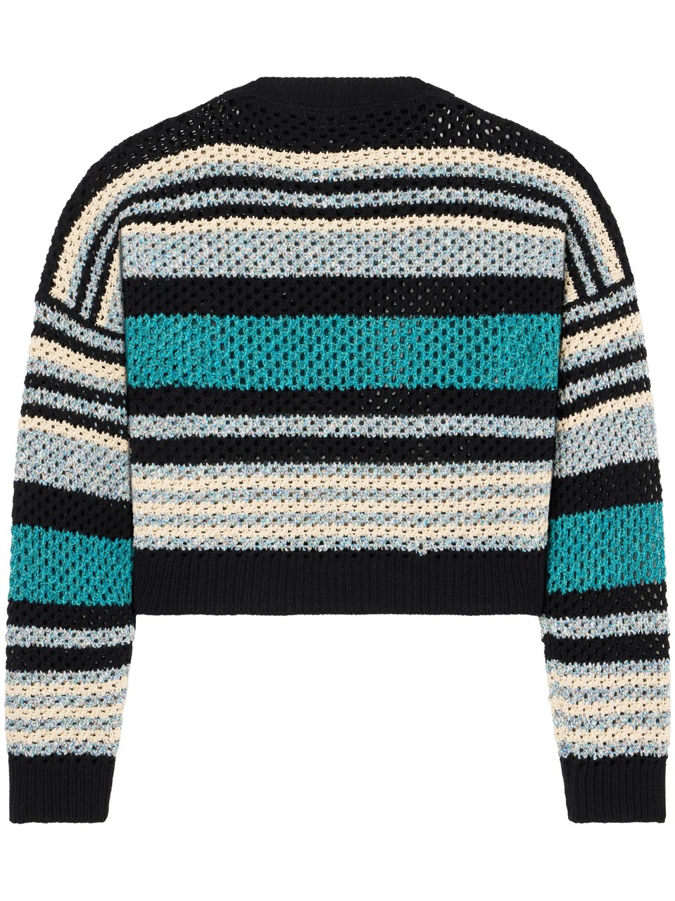 Alanui Cropped Ocean Stripes Sweater with Textured Loose Knit Zwart