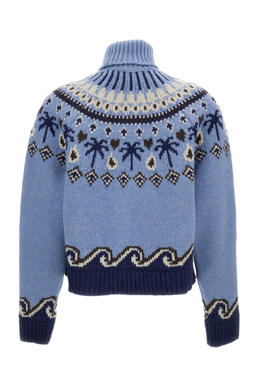 Alanui Light Blue Sweet Winter Virgin Wool Sweater Blauw