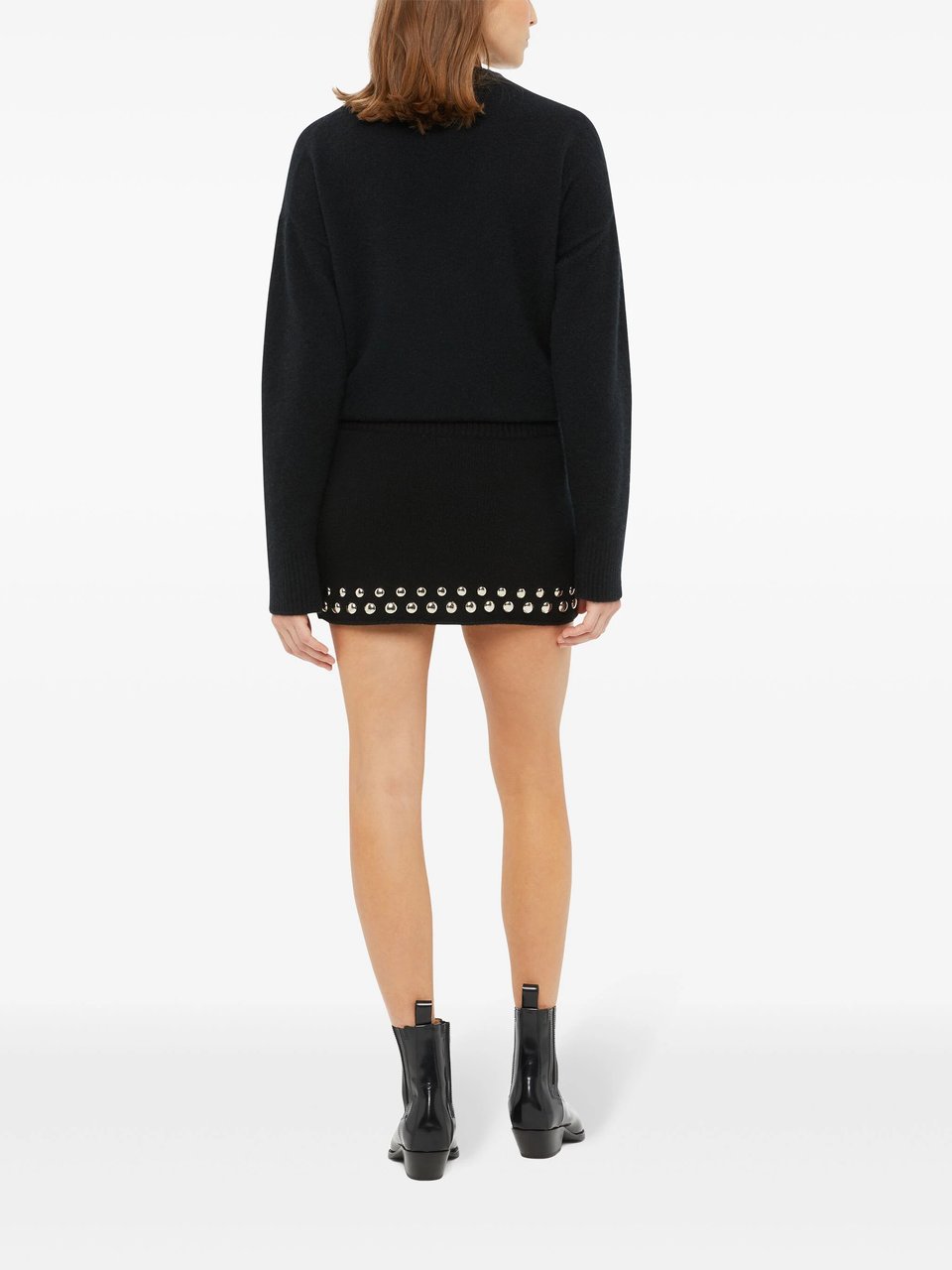 Alanui Black Love And Studs Wool Mini Skirt Zwart