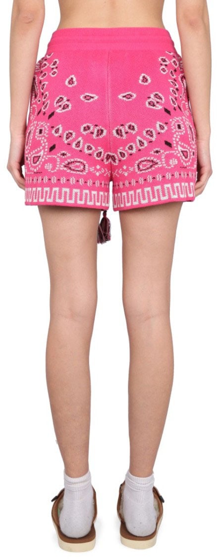 Alanui Patterned Short Bandana With Drawstring Tassels Roze