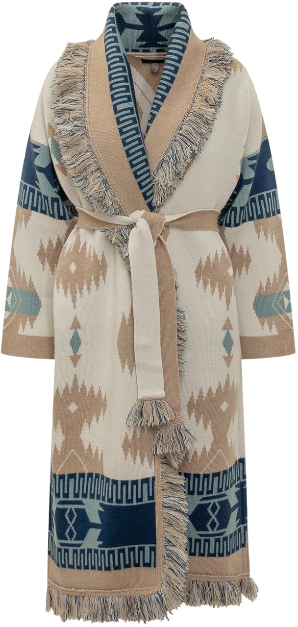 Alanui Cappotto Jacquard con Frange Divers
