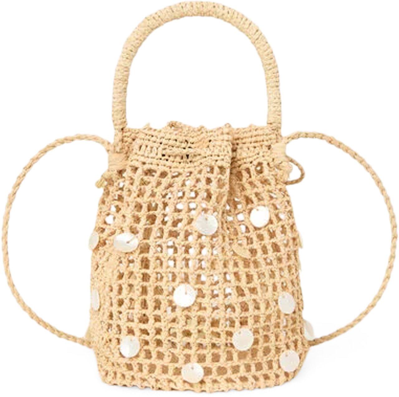 Alanui Open-Weave Raffia Bag with Shell Embellishments Neutraal