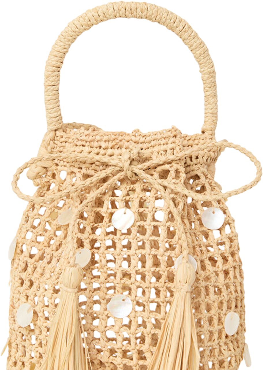 Alanui Open-Weave Raffia Bag with Shell Embellishments Neutraal