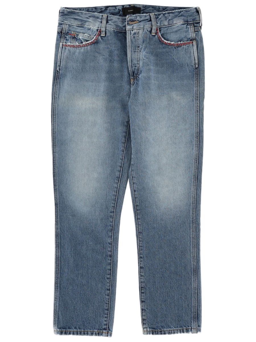 Alanui Straight-Leg Jeans With Multicolored Embroidery Detail Grijs