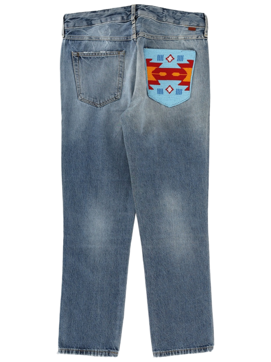Alanui Straight-Leg Jeans With Multicolored Embroidery Detail Grijs