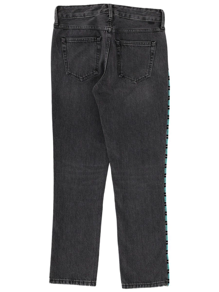 Alanui Straight-Leg Cotton Side-Stripe Jeans Zwart