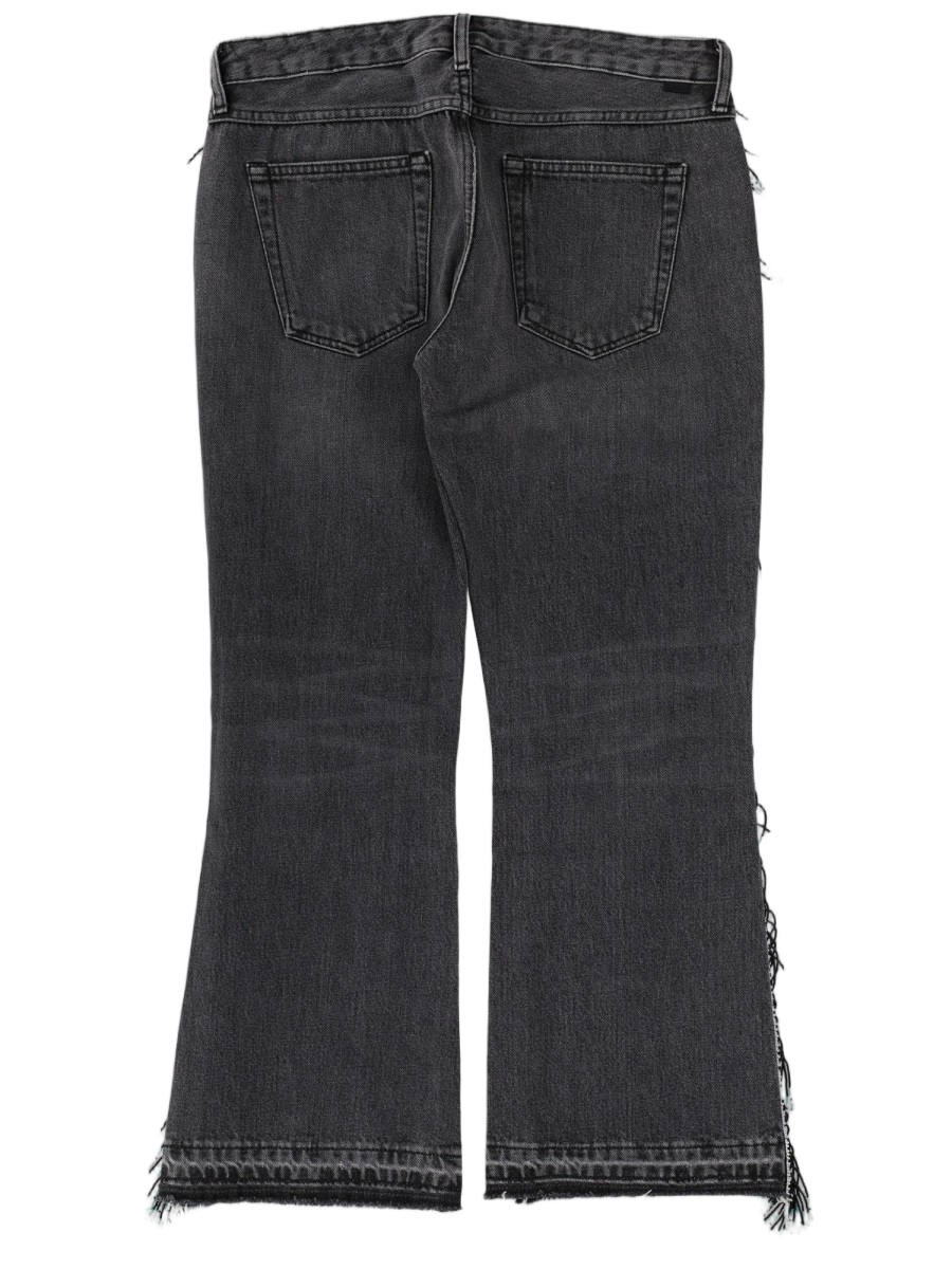 Alanui Dark-Washed Straight-Leg Fringe Jeans Zwart