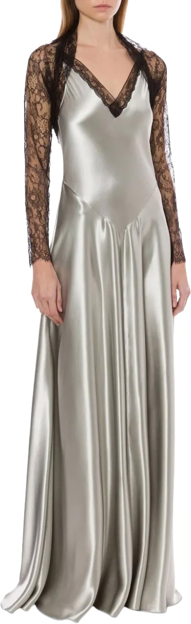 Alberta Ferretti Flowing Silhouette Dress with Delicate Draping Grijs