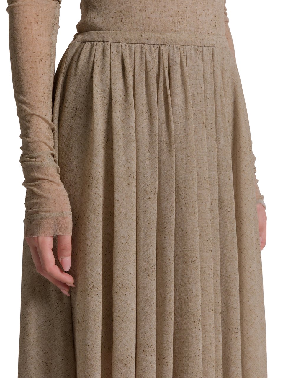 Alberta Ferretti Flowing Gathered Midi Skirt with Elastic Waistband Groen