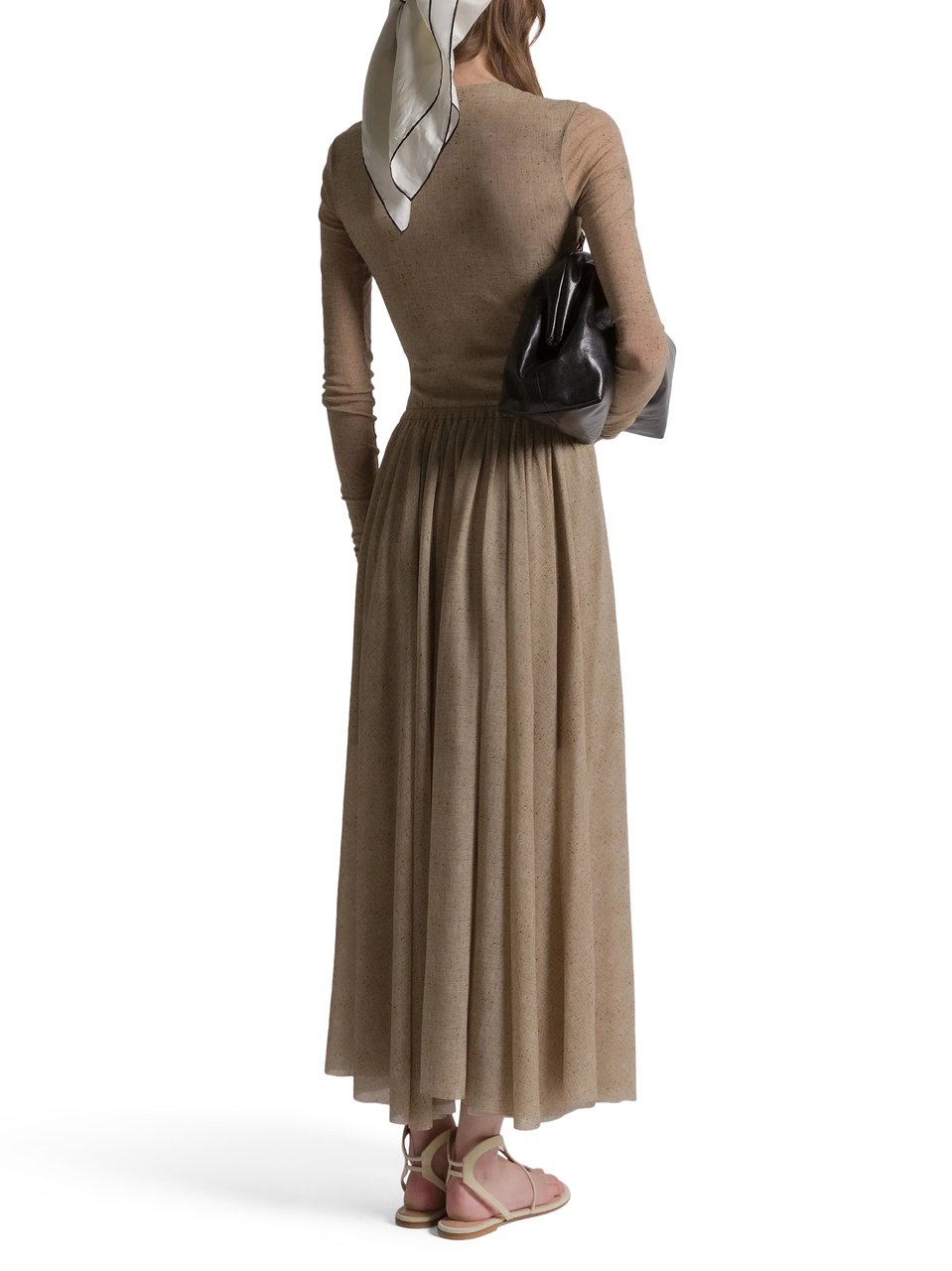 Alberta Ferretti Flowing Gathered Midi Skirt with Elastic Waistband Groen