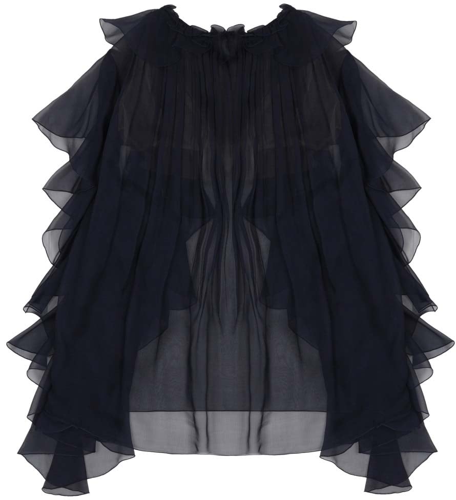 Alberta Ferretti Sheer Black Silk Blouse Zwart