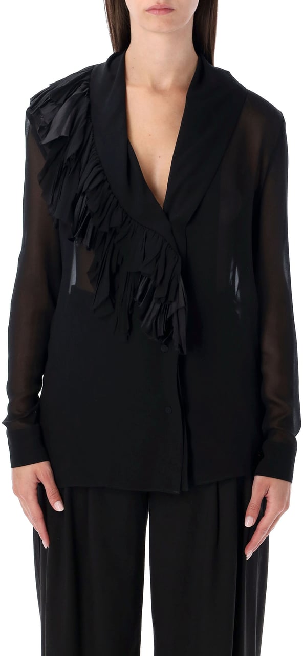 Alberta Ferretti Georgette Shirt Nero Zwart