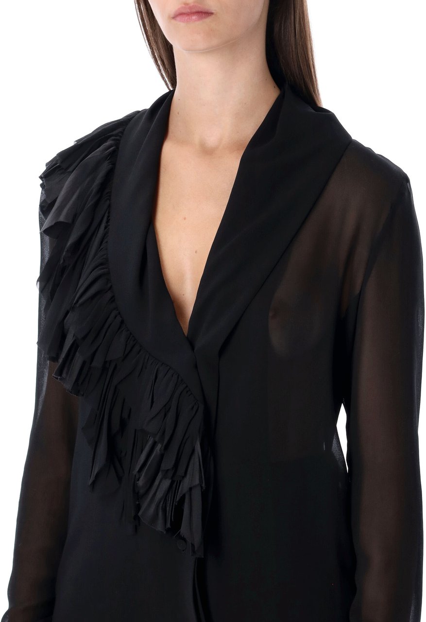 Alberta Ferretti Georgette Shirt Nero Zwart