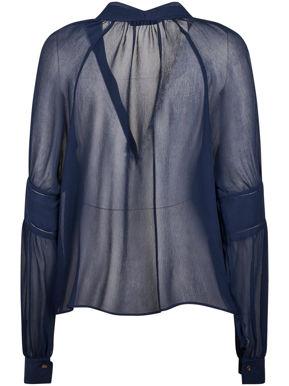 Alberta Ferretti Sheer Lightweight Blouse with Deep V-Neck Zwart
