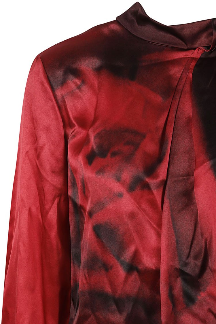 Alberta Ferretti High-Neck Silk Blend Shirt Zwart