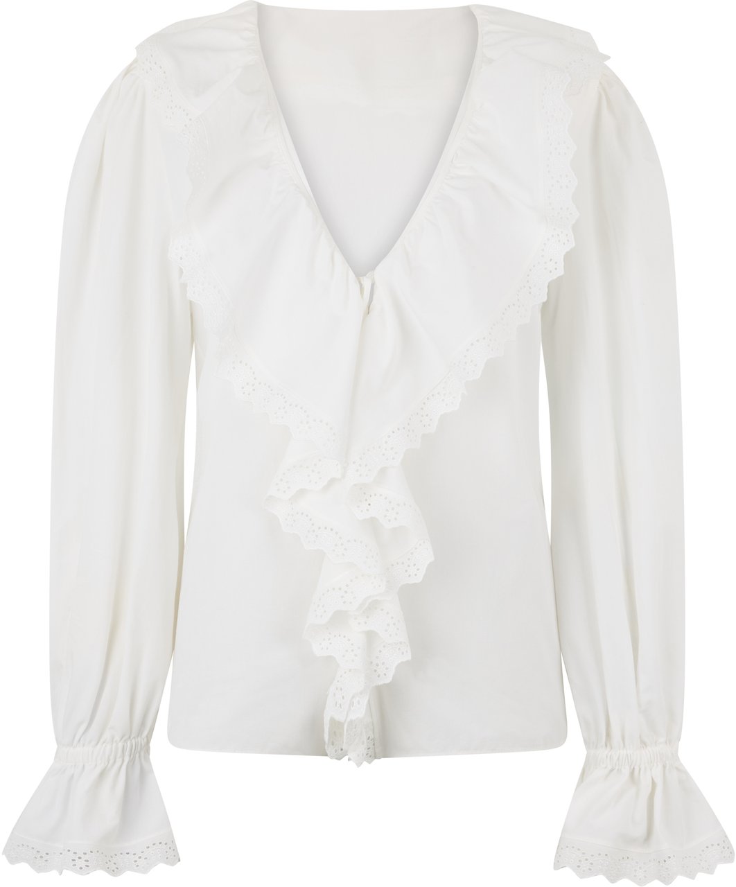 Alberta Ferretti Blouse with V-neck in cotton poplin Wit