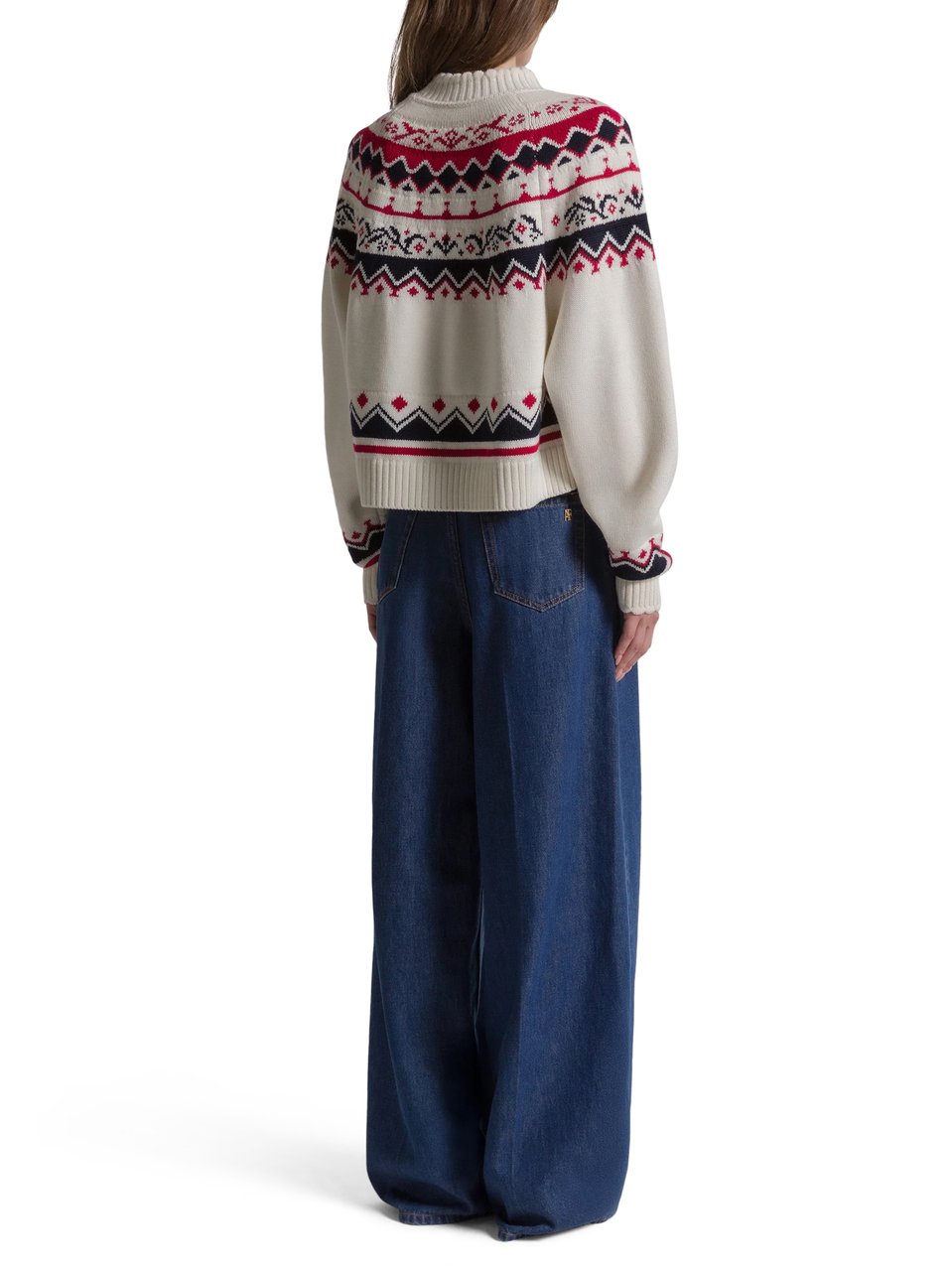 Alberta Ferretti Wide-Leg Denim Trousers with High Waist Groen