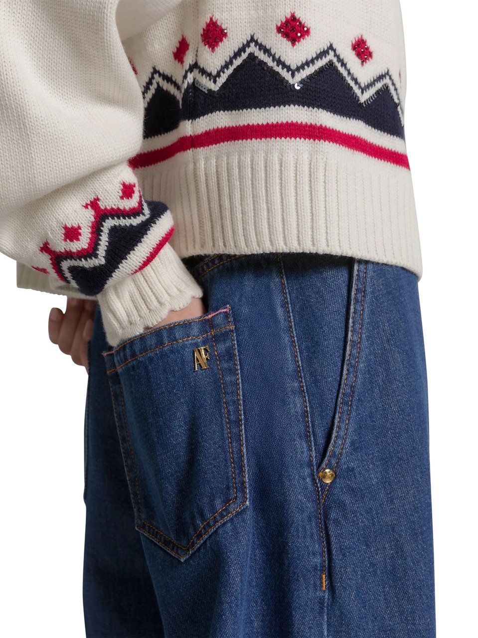 Alberta Ferretti Wide-Leg Denim Trousers with High Waist Groen