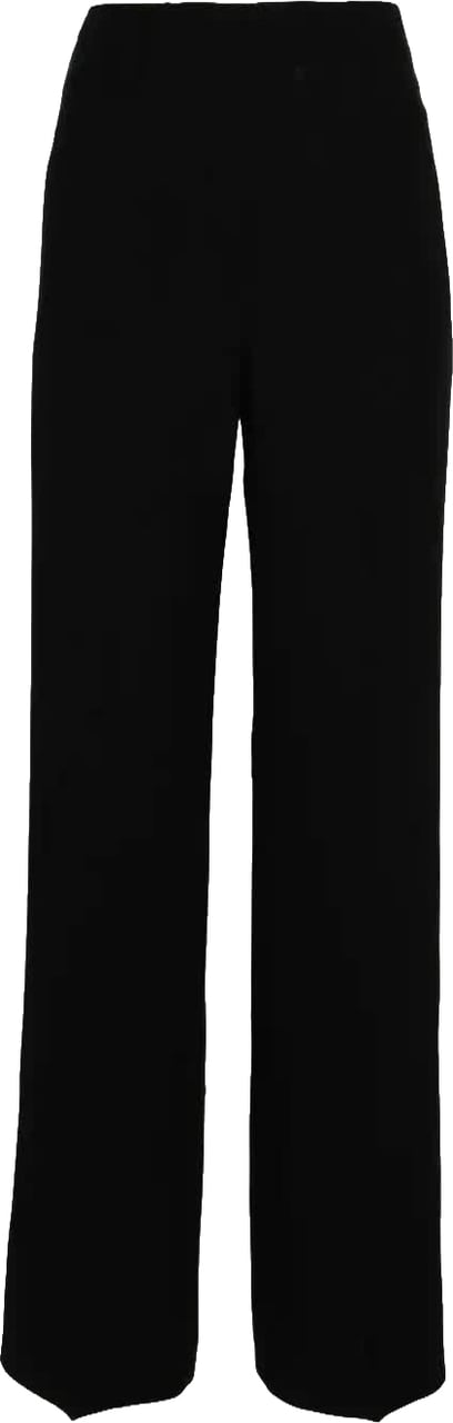 Alberta Ferretti Neutral Pantaloni High-Waisted Satin Palazzo Pants Zwart
