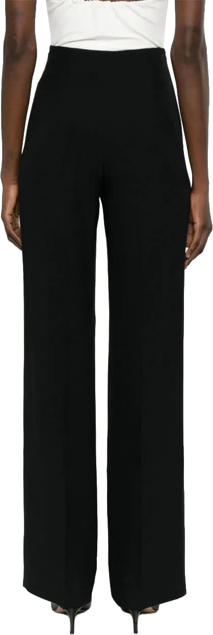 Alberta Ferretti Neutral Pantaloni High-Waisted Satin Palazzo Pants Zwart