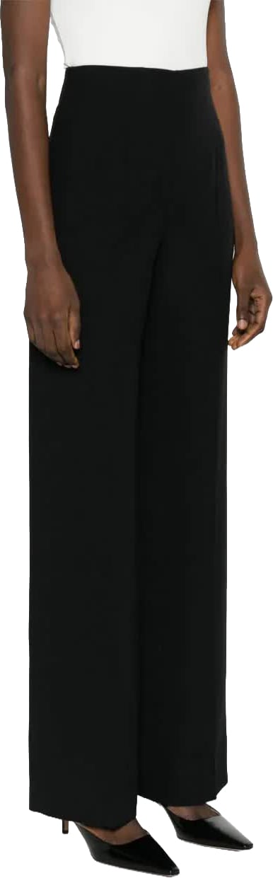 Alberta Ferretti Neutral Pantaloni High-Waisted Satin Palazzo Pants Zwart