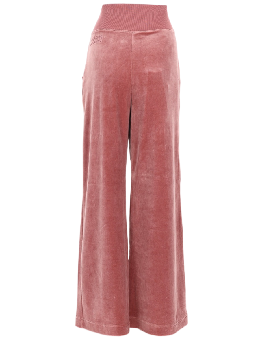 Alberta Ferretti Neutrals Wide-Leg Velvet Cotton-Blend Pants Maroon