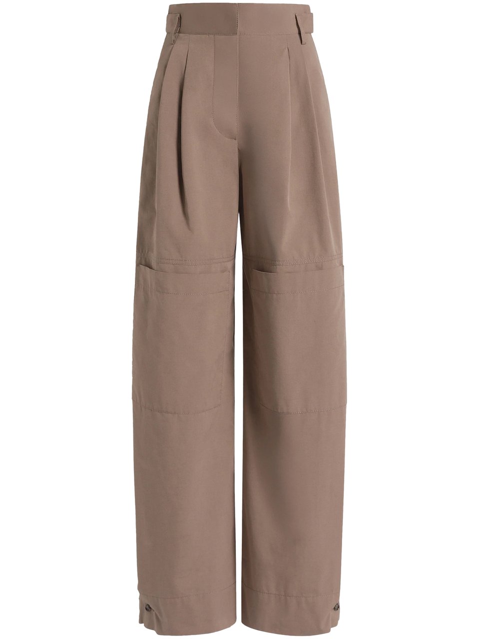 Alberta Ferretti Wide-Leg Trousers with Pleated Front and Seam Accents Bruin