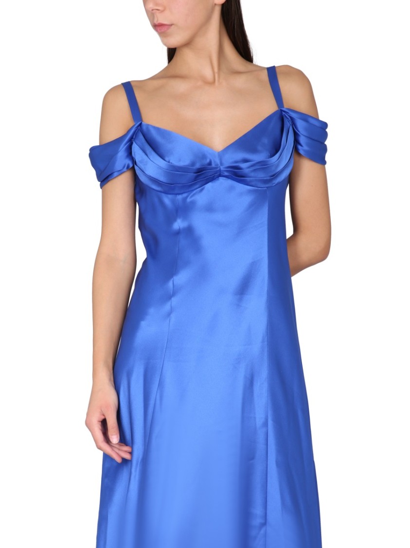 Alberta Ferretti Off-The-Shoulder Dress Blauw