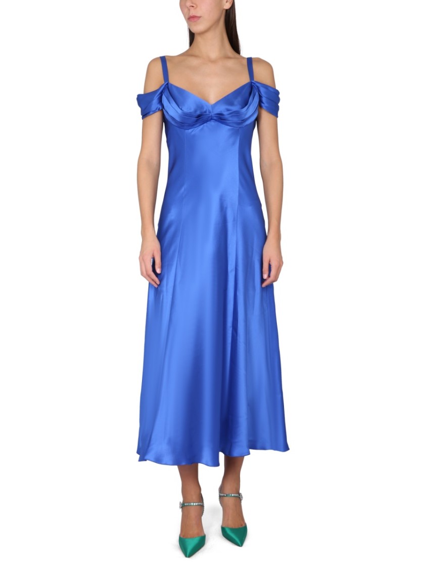 Alberta Ferretti Off-The-Shoulder Dress Blauw