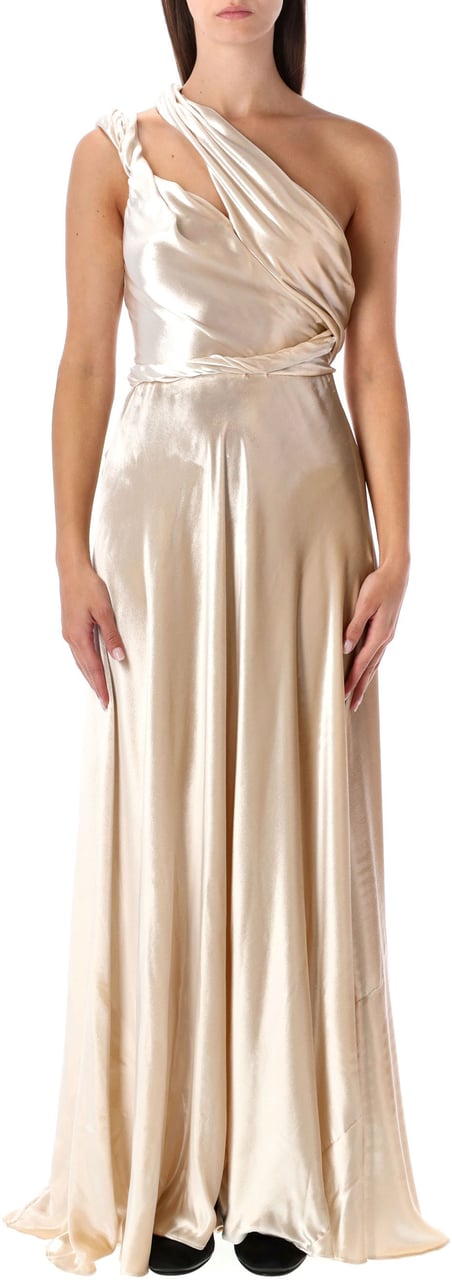 Alberta Ferretti Velvet Long Dress Bianco Wit