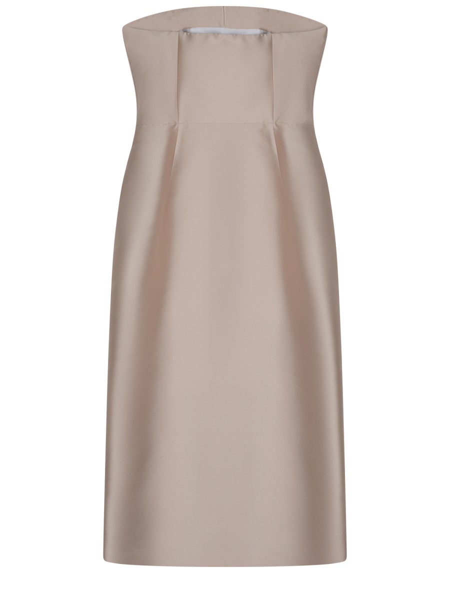 Alberta Ferretti Midi Dress With Structured Drape Detail Neutraal