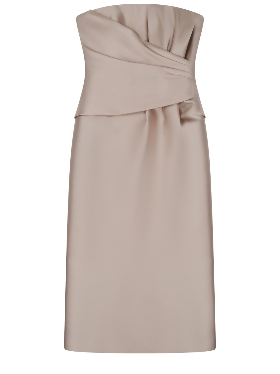 Alberta Ferretti Midi Dress With Structured Drape Detail Neutraal