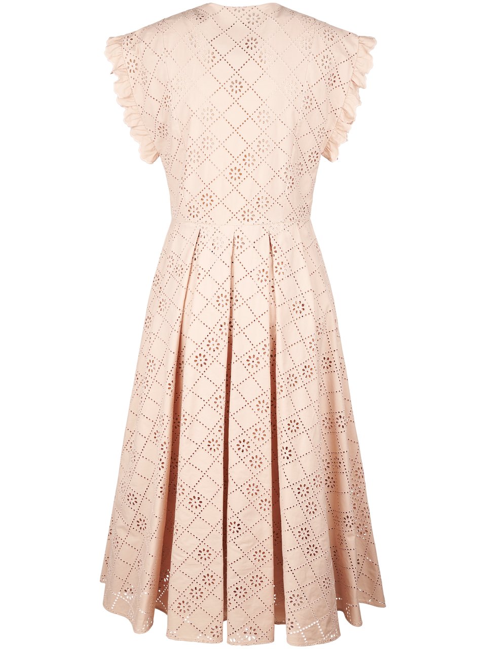 Alberta Ferretti Intricate Eyelet Embroidered Midi Dress Neutraal