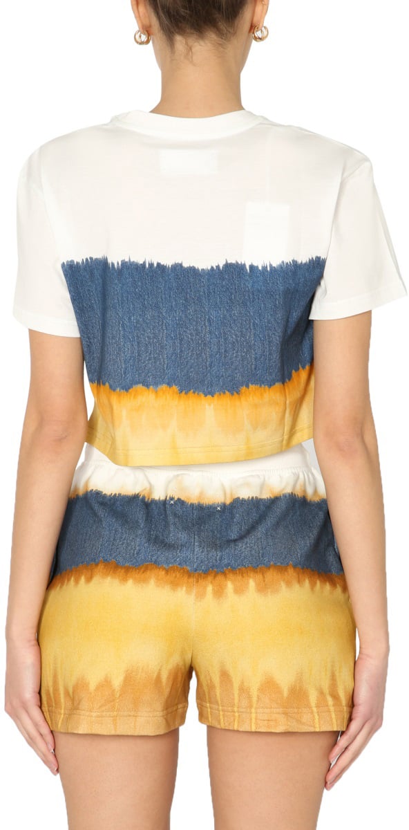 Alberta Ferretti Cropped Printed Cotton T-Shirt Bruin