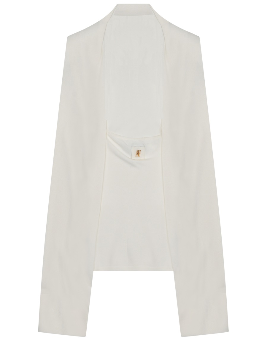 Alberta Ferretti Cropped Open Front Chiffon Top Wit