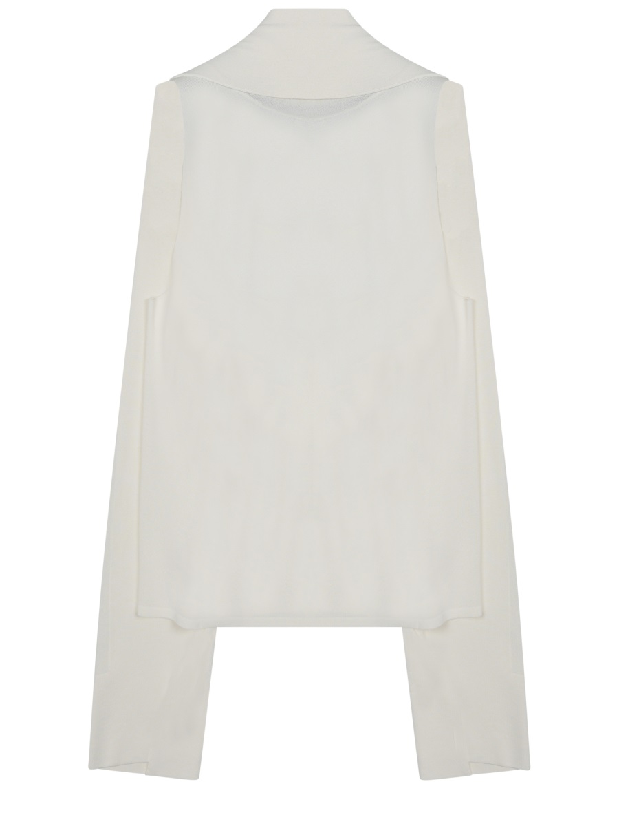 Alberta Ferretti Cropped Open Front Chiffon Top Wit