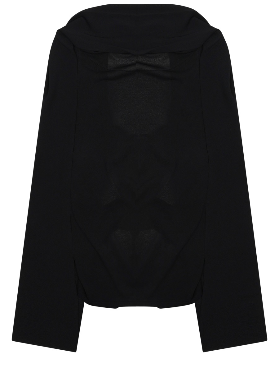 Alberta Ferretti Sheer Chiffon Bow Detail Top Zwart