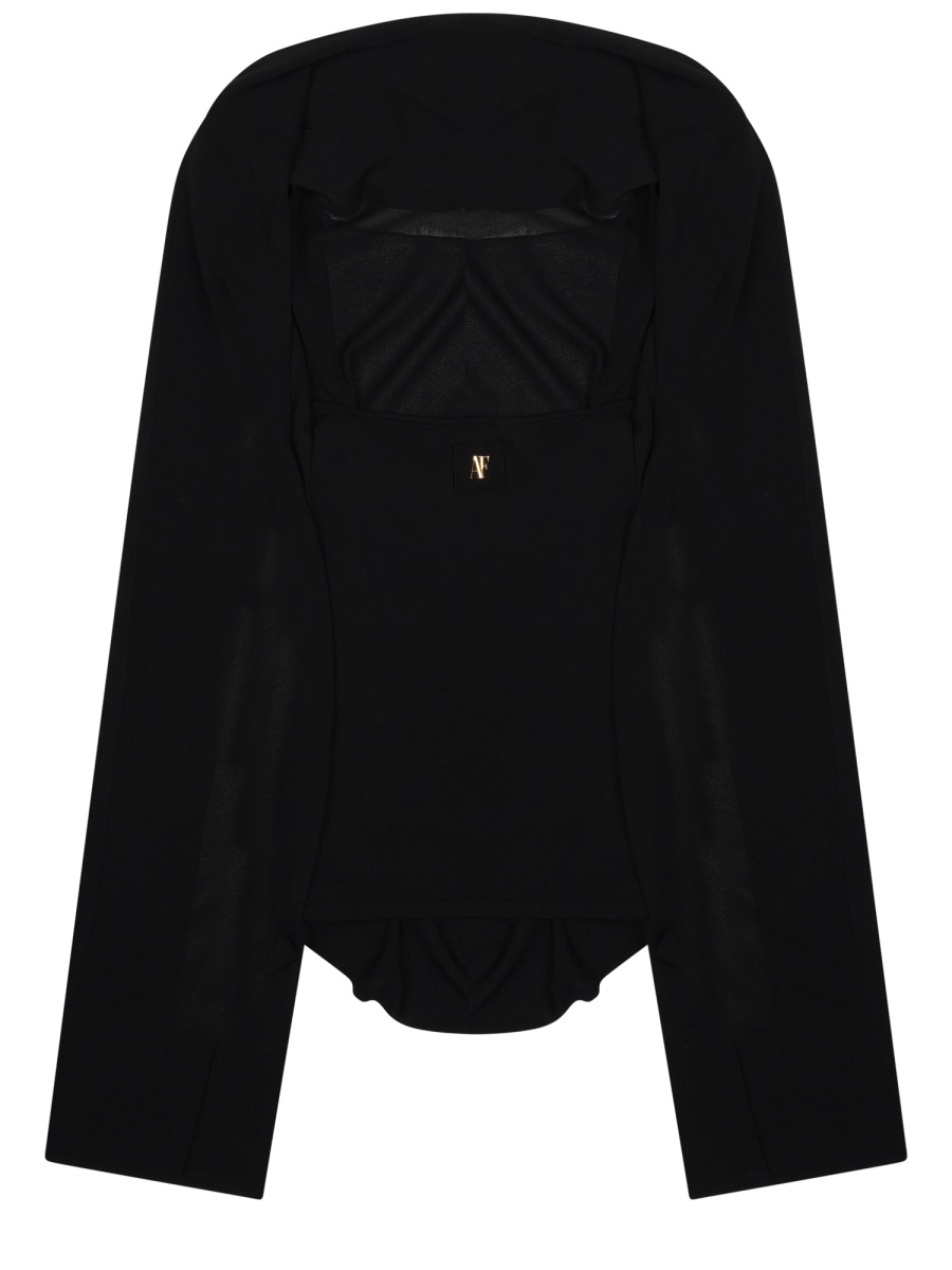 Alberta Ferretti Sheer Chiffon Bow Detail Top Zwart