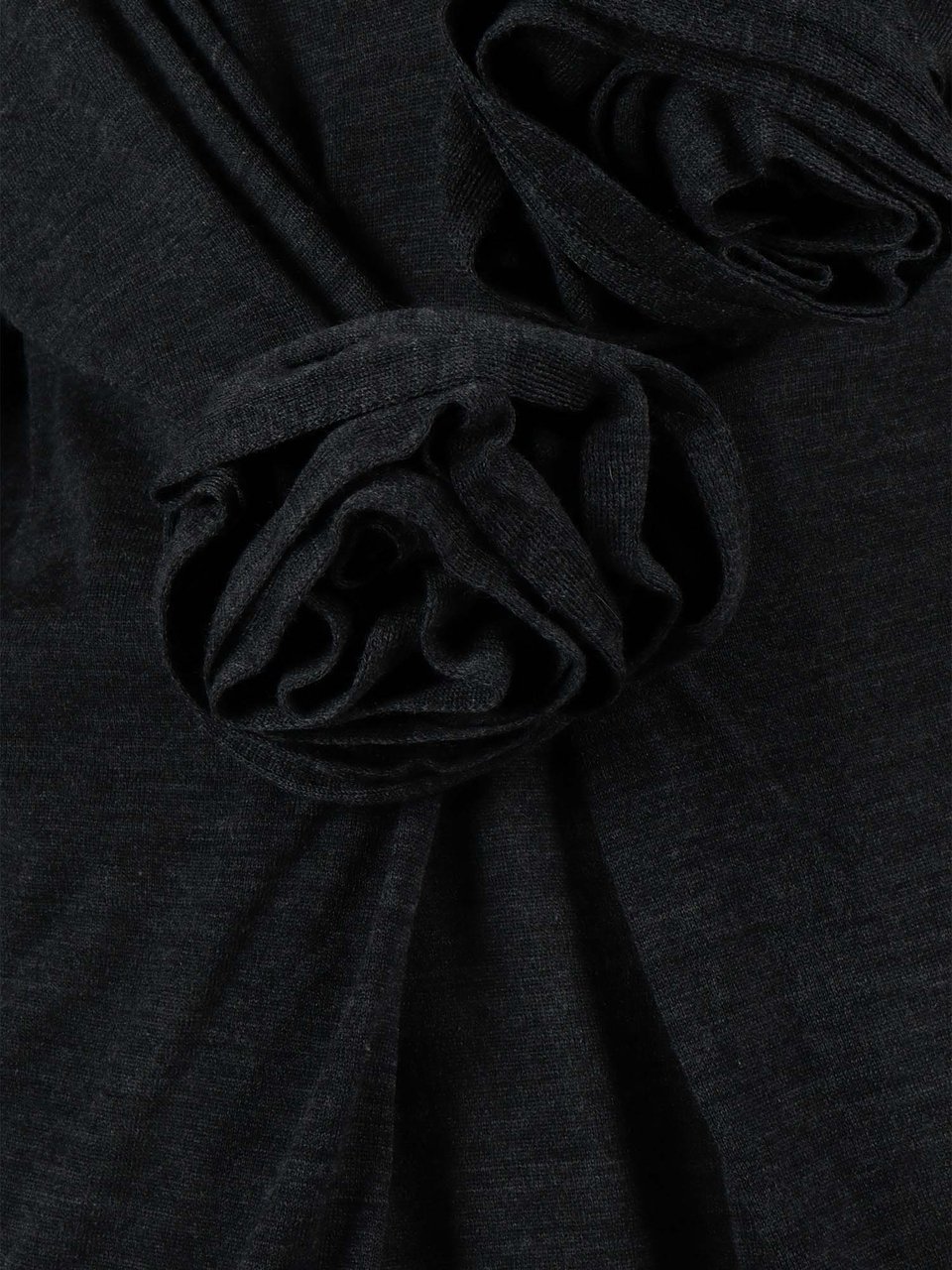 Alberta Ferretti Long-Sleeved Knit Top with Fabric Rosette Detail Zwart