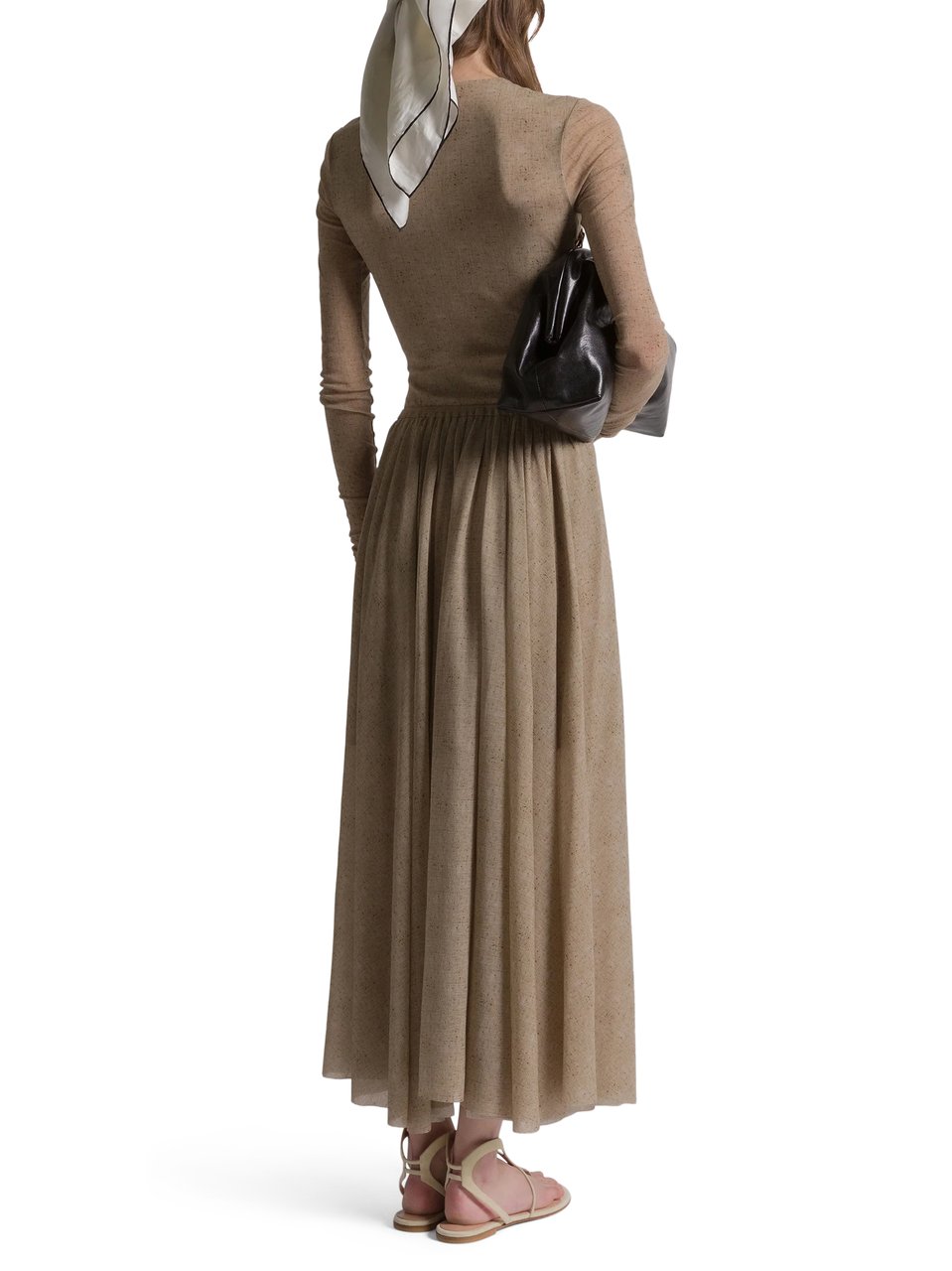 Alberta Ferretti Fitted Long-Sleeve Top with Deep Scoop Neckline Roze